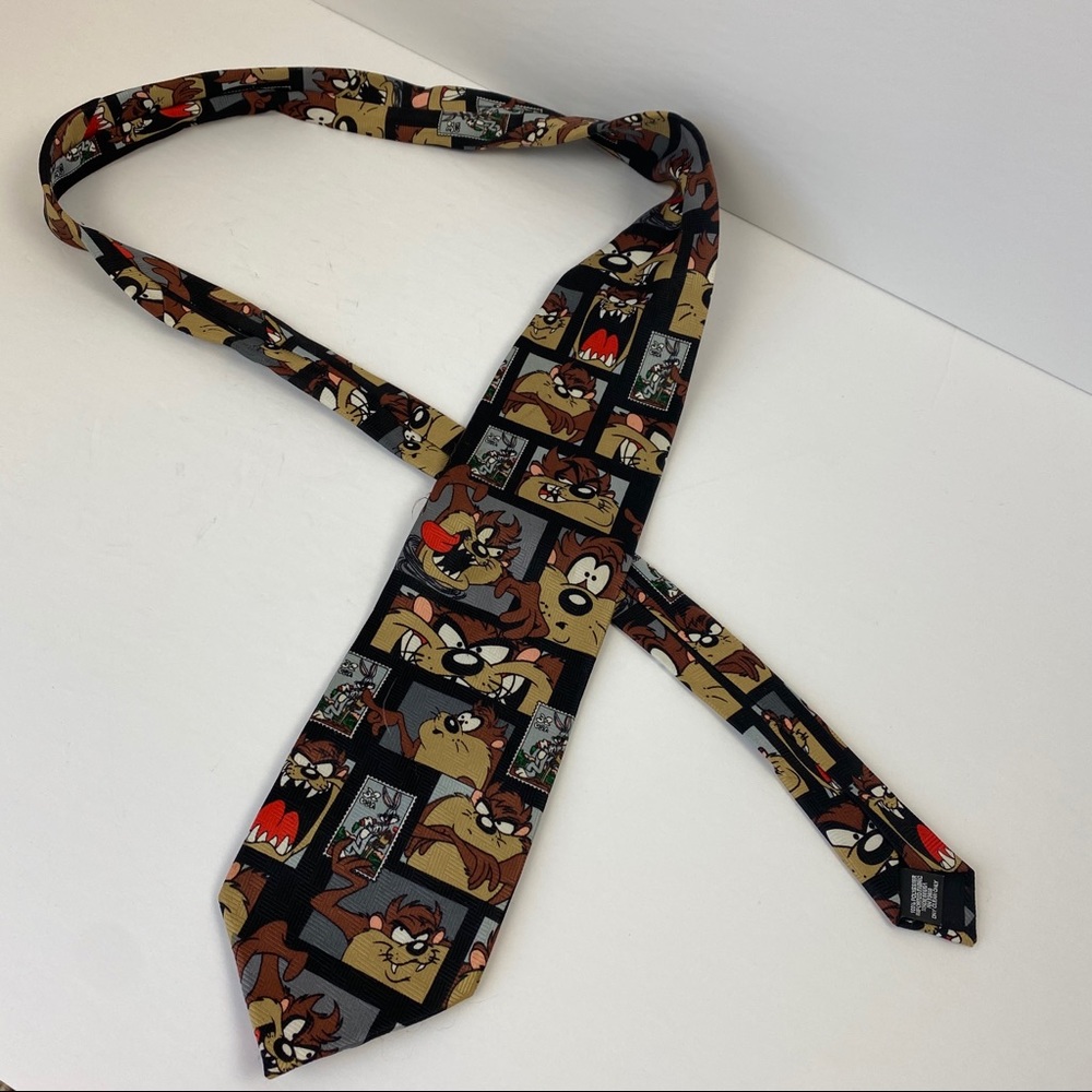 Vintage 1990s Looney Tunes Necktie Tie Warner Brothers Bros Tasmanian devil